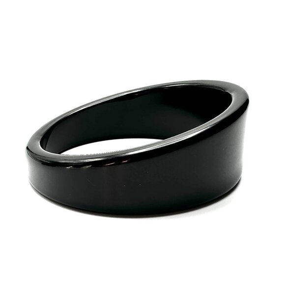 Vintage Black Asymmetrical Lucite Bangle Duo —  Both Size 8 1/4 — Vintage — EUC - Picture 10 of 12